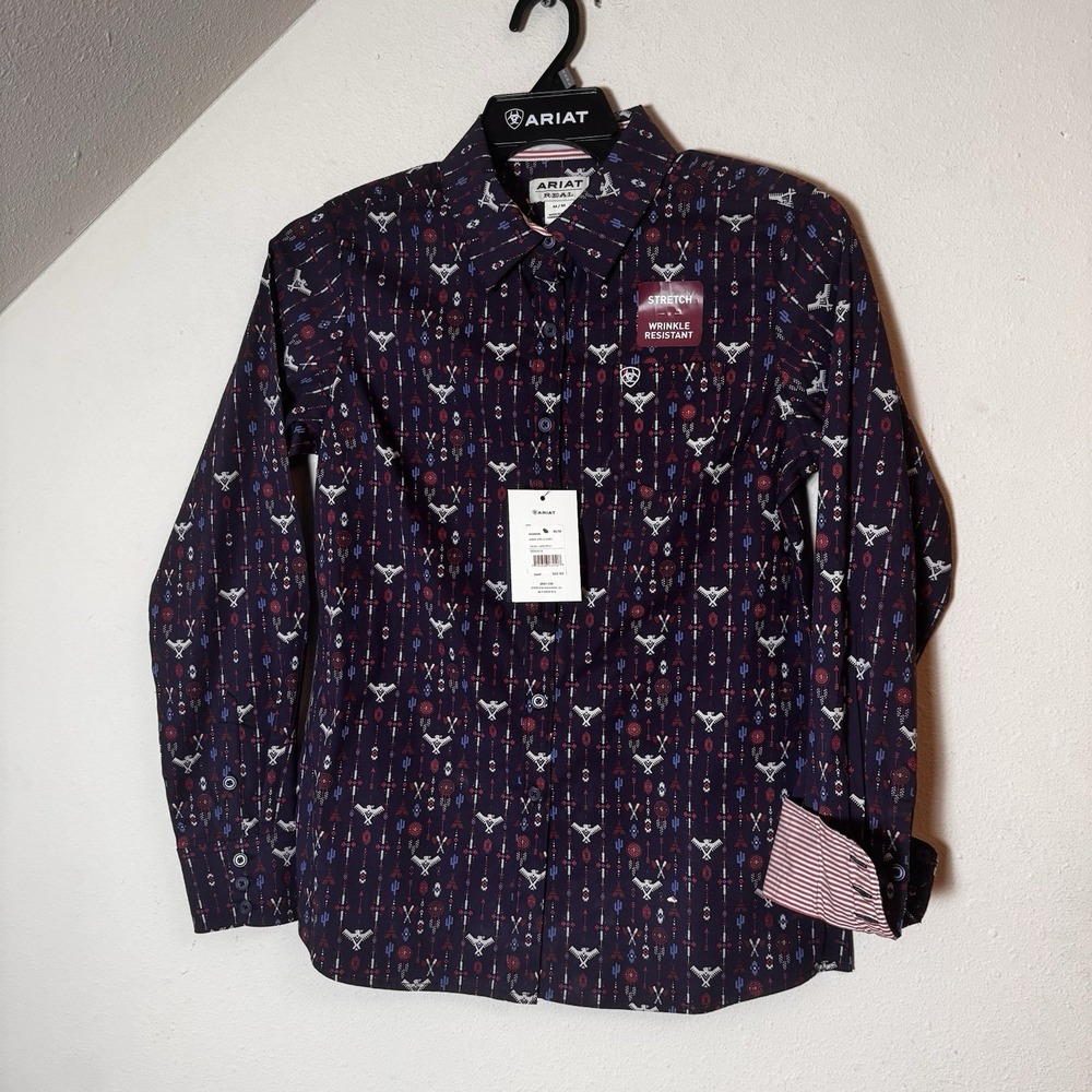 Ariat REAL Shirt Womens M Kirby Stretch Western Button Up Tribal Print NWT